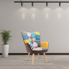 Patchwork Linen Fabric Armchair Wing Button Back Chair Single Sofa Lounge Seat