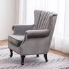 Wing Back Armchair Grey High Wingback Chair Occasional Accent Seat Vintage Sofa
