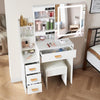 Large Dressing Table With Drawers Mirror Stool Set Makeup Desk Vanity White NEW
