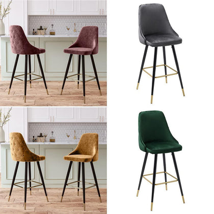 2PC Vintage Bar Stools Breakfast Kitchen Dining Chair Metal Frame Footrest Seats