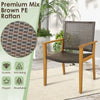 Patio Dining Chairs Set of 4 Outdoor Acacia Wood & PE Wicker Chairs