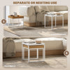 Side End Tables Set of 2 Boxy Nesting Tables Coffee Tables White/Wood-Effect