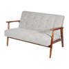 Modern Grey 2 Seater Sofa Armchair Small Loveseat Couch Settee Walnut Wood Frame