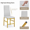 2x White Faux Leather Dining Chairs&Round Clear Glass Dining Table Golden Legs