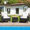 3 pcs Outdoor Rattan Sofa Set Patio Furniture Set with Coffee Table Conversation