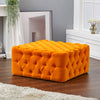 Large Upholstered Chesterfield Footstool Soft Pouffe Fabric Footrest Seat Bench