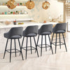2 Pcs Velvet Bar Stools Upholstered Padded Seat Kitchen Bar Chair Modern Grey