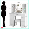 Dressing Table Set Vanity Makeup Desk with Stool And 3-Color LED Lighted Mirror