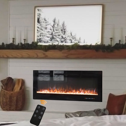 70inch Electric Fireplace Fire 9 LED Crystal/Log Effect Wall/Inset Heater Remote