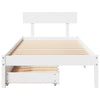 Bed Frame with Drawers White 90x190 Solid Wood Pine E4R3