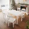 Classic Solid Wooden White Dining Table and 4 Chairs Set Kitchen Home Furniture