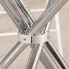 Round Clear Glass Dining Table Cafe Bistro Coffee Table with X-shaped Chrome Leg