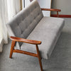 Modern Grey 2 Seater Sofa Armchair Small Loveseat Couch Settee Walnut Wood Frame