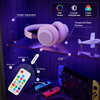 Wall Mounted Storage Cabinet Wood Floating RGB Light Display Shelf 6 Hook Remote