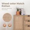 Rattan Cabinet Sideboard Buffet Storage Cabinet with Doors Drawers Living Room