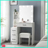 Vanity Dressing Table Set Makeup Desk Mirror & Stool Shelves 3 Color LED Lighted