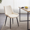 2pcs Beige Dining Chairs Set Velvet Diamond Back Padded Seat Restaurant Chair