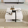 Modern Coffee Table with 4 Drawers Living Room Table Square Storage Space White