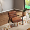 Mid-Century Modern Armchair PU Leather Tan Chair Iron Frame Single Sofa Lounge