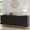 Modern Sideboard I 200cm I Black I Fluted Fronts I Gold Legs I Storage Cabinet