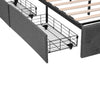 Upholstered Bed Frame Double Bed with Drawers Storage Headboard LED Lights Grey