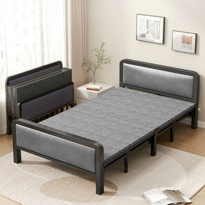 3FT Single Bed Frame Folding Guest Bed Metal Platform with Headboard & Footboard
