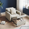 Folding Sofa Bed Fabric Cream Sleeper Pull Out Convertible Arm Chair Adjustable