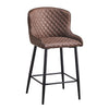 2 pcs Faux Leather / Velvet Bar Stools Diamond Design Soft Upholstered Seat Back