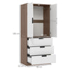 2 Door Wardrobe Modern Wardrobe with 3 Drawer and Hanging Rod for Bedroom Brown