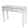 2-Drawers Glass Dressing Table Mirrored Bedroom Make-Up Console Vanity Table