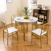 Round Kitchen Table & 4 Chairs with Storage Rack & Metal Frame-White