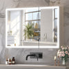Modern Bathroom Mirror Cabinet With LED Lights 5 Shelves Anti-Fog Touch Switch