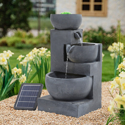 3 Cascading Stone Bowl Water Fountain Garden Water Features Outdoor Decor Statue
