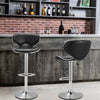 Set of 2 Faux Leather Chrome Bar Stools Swivel & Gas Lift, Foot Rest Pub Chair