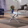 Modern Coffee Table Clear Tempered Glass Living Room Sofa Side End Table X Shape