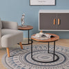 2Pc Round Modern Nesting Side End Lounge Coffee Table Set Nightstand Metal Legs