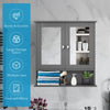 Bathroom Cabinet Wooden Wall-Mounted Mirror Cabinet w/2-Tier Adjustable Shelves