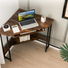 Corner Desk Small Computer Desk with Power Outlets & Keyboard Tray