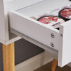 White Dressing Table Set Makeup Desk Mirror Stool Romovable Cabinet Wood Legs
