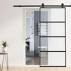 Home Interior Sliding Door Frosted/Clear Glass Door Panels &6FT Track System Kit