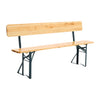 Outdoor Wooden Folding Beer Table Bench Set Trestle Garden Steel Leg w/ Backrest