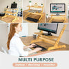 Natural Bamboo Standing Desk Converter Dual Monitor Stand Sit Stand Riser Stand