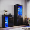 High Gloss Living Room Set Black LED TV Stand Cabinet Display Sideboard Cupboard
