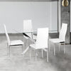 High Gloss Chrome Dining Table & 4 Faux Leather Dining Chairs Kitchen Office
