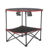 Round Folding Portable Table Camping Garden Party Picnic Trestle w/ Cups Holder