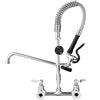 VEVOR Commercial Kitchen Pre-Rinse Faucet Spray Tap Arm Twin Pedestal 21" Height