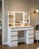 Dressing Table with Led Lights Large Mirror 9 Drawers White Makeup Desk Ambient