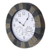 34cm Garden Outdoor Stone Wall Clock w/ Thermometer & Hygrometer Arabic Numerals