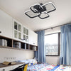 Modern LED Ceiling Light Black Frame Square Shape Chandelier Dining Room