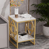 FATIVO 2 Tier White Marble Side End Table Golden Frame Lounge Sofa Beside Table